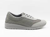 Deportivo cordones elásticos rejilla brillo gris