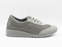 Deportivo cordones elásticos rejilla brillo gris